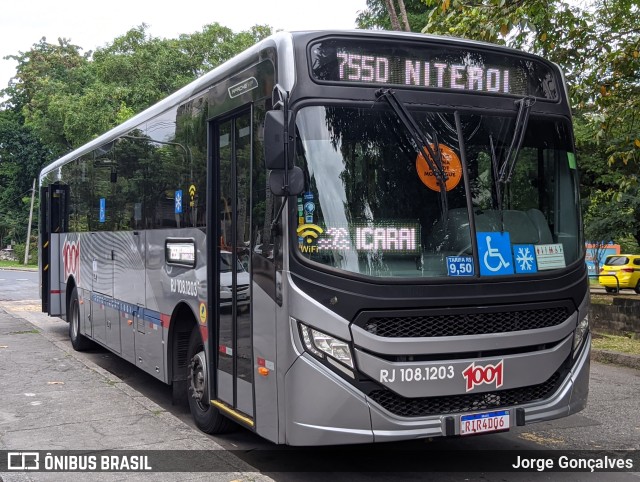 Auto Viação 1001 RJ 108.1203 na cidade de Rio de Janeiro, Rio de Janeiro, Brasil, por Jorge Gonçalves. ID da foto: 10049461.