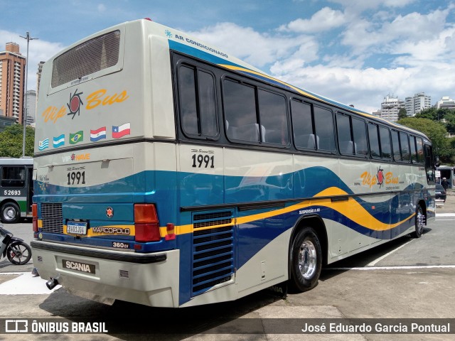 Vip Bus Comércio de Ônibus 1991 na cidade de São Paulo, São Paulo, Brasil, por José Eduardo Garcia Pontual. Número da foto: #10051766.