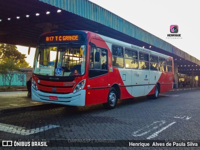 Itajaí Transportes Coletivos 2980 na cidade de Campinas, São Paulo, Brasil, por Henrique Alves de Paula Silva. ID da foto: 10077601.