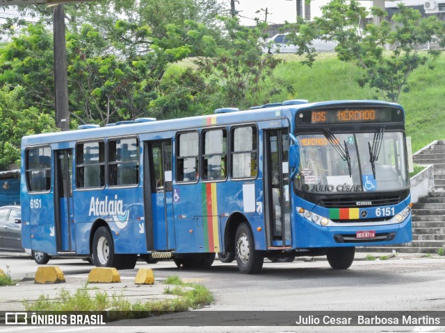 Viação Atalaia Transportes 6151 na cidade de Aracaju, Sergipe, Brasil, por Julio Cesar  Barbosa Martins. ID da foto: 10081789.