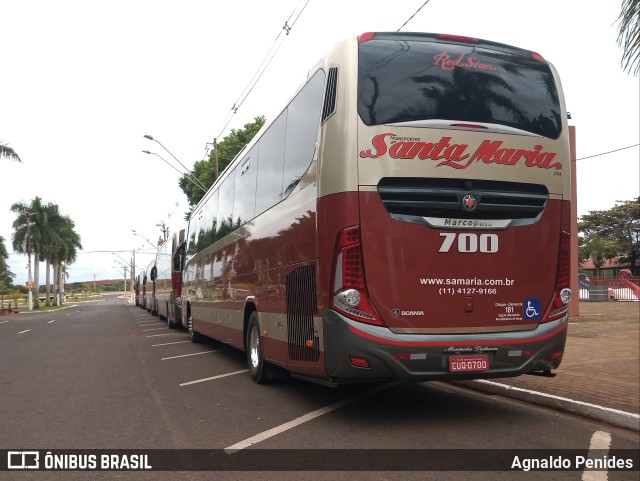 Santa Maria Fretamento e Turismo 700 na cidade de Barra Bonita, São Paulo, Brasil, por Agnaldo Penides. ID da foto: 10086111.