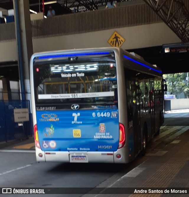 Transwolff Transportes e Turismo 6 6449 na cidade de São Paulo, São Paulo, Brasil, por Andre Santos de Moraes. ID da foto: 10086658.