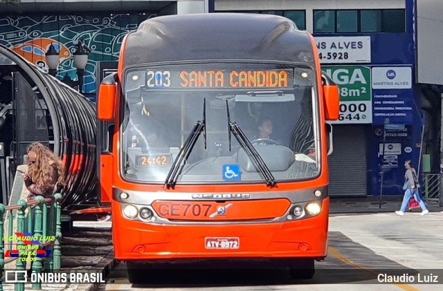 Viação Cidade Sorriso GE707 na cidade de Curitiba, Paraná, Brasil, por Claudio Luiz. ID da foto: 10085594.