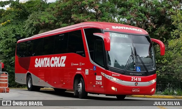 Viação Santa Cruz 21418 na cidade de São Paulo, São Paulo, Brasil, por JULIO SILVA. Número da foto: #10092783.