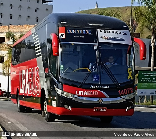 Lirabus 14072 na cidade de Aparecida, São Paulo, Brasil, por Vicente de Paulo Alves. Número da foto: #10095027.