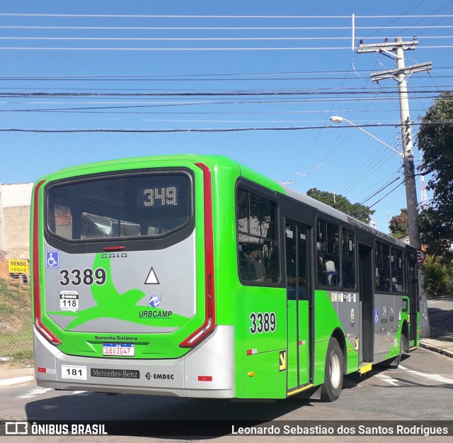 VB Transportes e Turismo 3389 na cidade de Campinas, São Paulo, Brasil, por Leonardo Sebastiao dos Santos Rodrigues. ID da foto: 10096603.