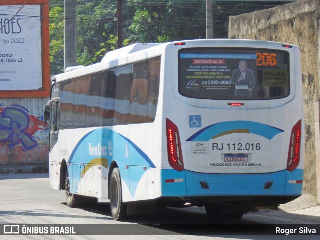 Auto Viação Vera Cruz - Belford Roxo RJ 112.016 na cidade de Belford Roxo, Rio de Janeiro, Brasil, por Roger Silva. ID da foto: 10103930.