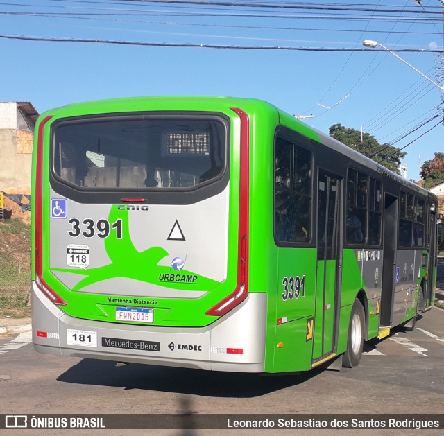 VB Transportes e Turismo 3391 na cidade de Campinas, São Paulo, Brasil, por Leonardo Sebastiao dos Santos Rodrigues. Número da foto: #10104631.