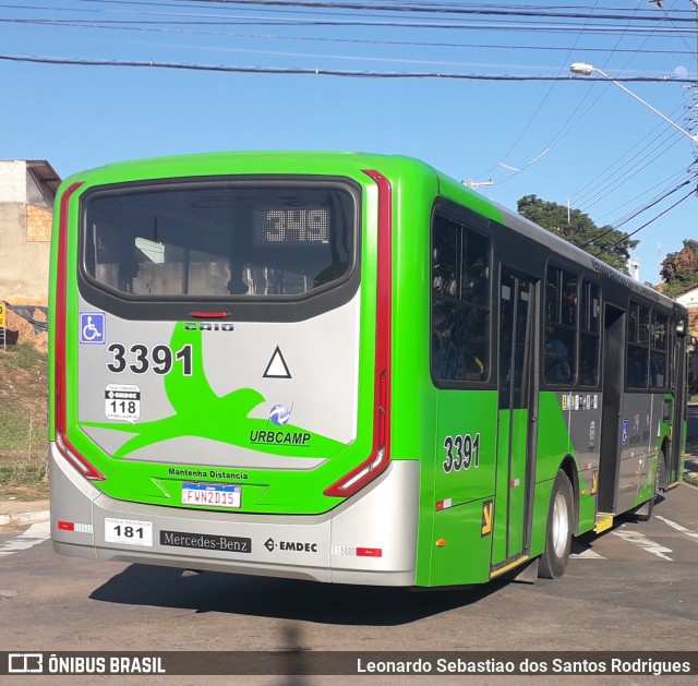 VB Transportes e Turismo 3391 na cidade de Campinas, São Paulo, Brasil, por Leonardo Sebastiao dos Santos Rodrigues. ID da foto: 10104631.