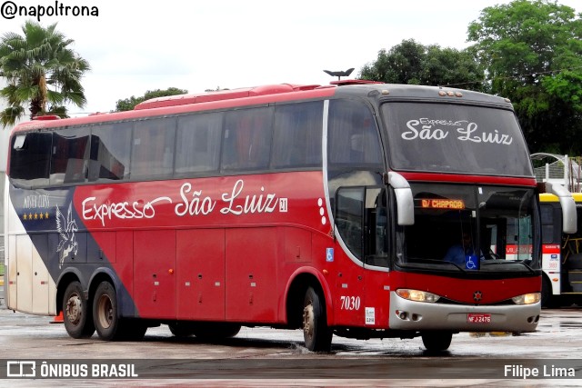 Expresso São Luiz 7030 na cidade de Goiânia, Goiás, Brasil, por Filipe Lima. Número da foto: #10054442.