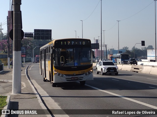 Viação Metrópole Paulista - Zona Leste 3 1343 na cidade de São Paulo, São Paulo, Brasil, por Rafael Lopes de Oliveira. ID da foto: 10105754.