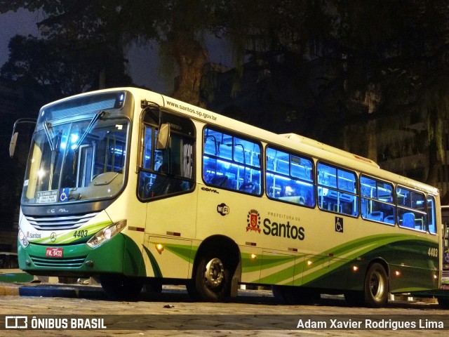 Viação Piracicabana Santos 4403 na cidade de Santos, São Paulo, Brasil, por Adam Xavier Rodrigues Lima. ID da foto: 10112596.