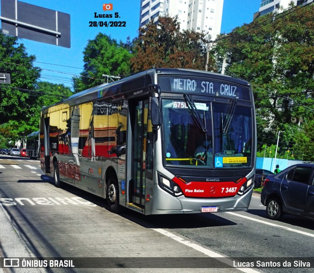 Viação Metrópole Paulista - Zona Sul 7 3487 na cidade de São Paulo, São Paulo, Brasil, por Lucas Santos da Silva. ID da foto: 10112824.