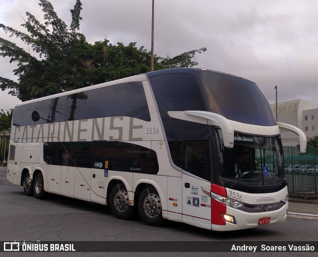 Auto Viação Catarinense 3536 na cidade de São Paulo, São Paulo, Brasil, por Andrey  Soares Vassão. ID da foto: 10111671.