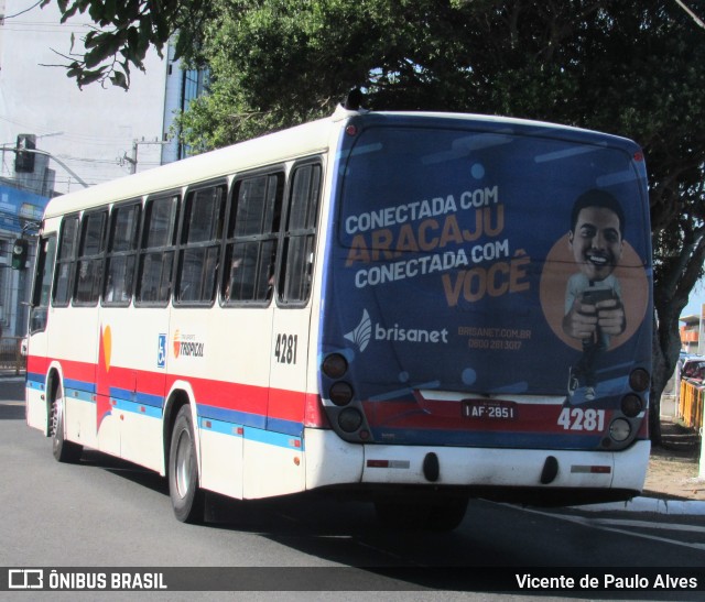 Transporte Tropical 4281 na cidade de Aracaju, Sergipe, Brasil, por Vicente de Paulo Alves. ID da foto: 10119466.