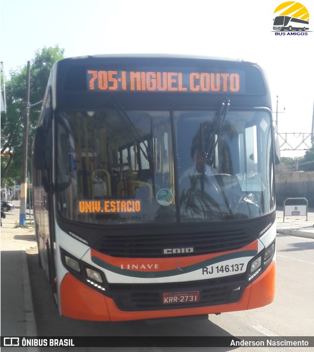 Linave Transportes RJ 146.137 na cidade de Mesquita, Rio de Janeiro, Brasil, por Anderson Nascimento . Número da foto: #10123453.