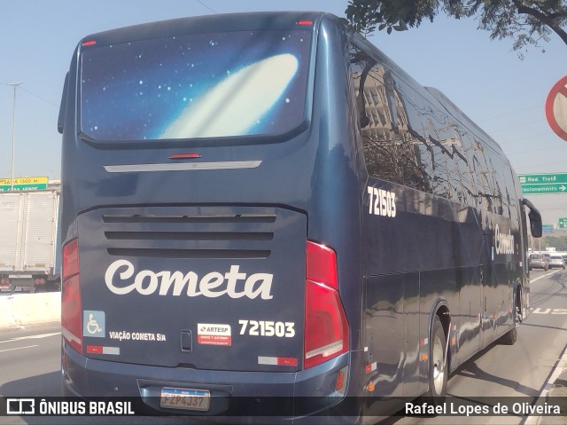 Viação Cometa 721503 na cidade de São Paulo, São Paulo, Brasil, por Rafael Lopes de Oliveira. ID da foto: 10123598.