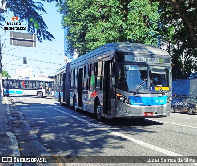 Viação Grajaú S.A. 6 1551 na cidade de São Paulo, São Paulo, Brasil, por Lucas Santos da Silva. Número da foto: #10135258.