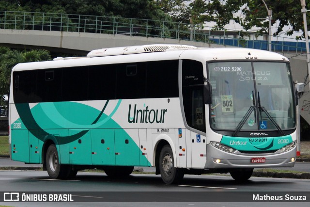 Unitour Transportes e Turismo 2080 na cidade de Rio de Janeiro, Rio de Janeiro, Brasil, por Matheus Souza. Número da foto: #10134228.