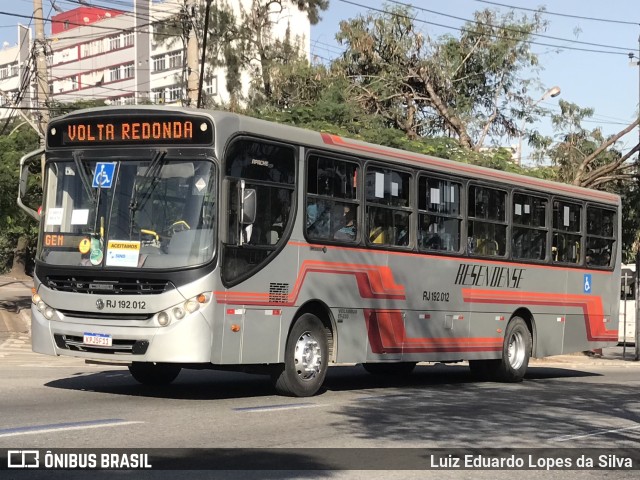 Viação Resendense RJ 192.012 na cidade de Volta Redonda, Rio de Janeiro, Brasil, por Luiz Eduardo Lopes da Silva. ID da foto: 10135999.