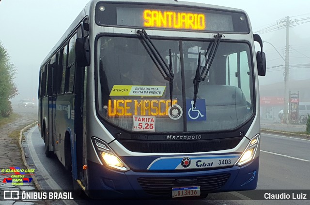 Citral Transporte e Turismo 3403 na cidade de Gramado, Rio Grande do Sul, Brasil, por Claudio Luiz. ID da foto: 10070444.