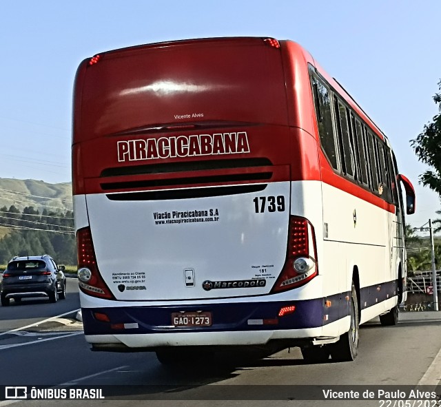 Viação Piracicabana 1739 na cidade de Aparecida, São Paulo, Brasil, por Vicente de Paulo Alves. ID da foto: 10073082.