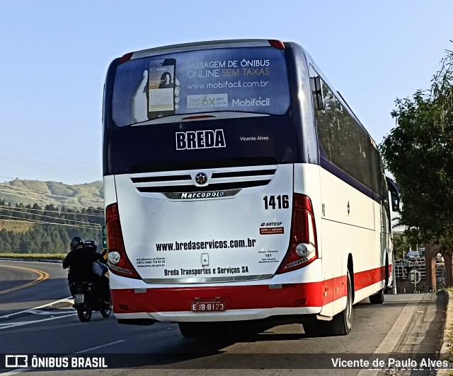 Breda Transportes e Serviços 1416 na cidade de Aparecida, São Paulo, Brasil, por Vicente de Paulo Alves. Número da foto: #10073107.