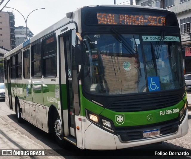Viação Vera Cruz RJ 205.089 na cidade de Rio de Janeiro, Rio de Janeiro, Brasil, por Felipe Bernardo. Número da foto: #10139014.