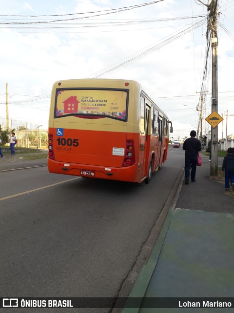 Auto Viação São José dos Pinhais 1005 na cidade de São José dos Pinhais, Paraná, Brasil, por Lohan Mariano. ID da foto: 10139919.