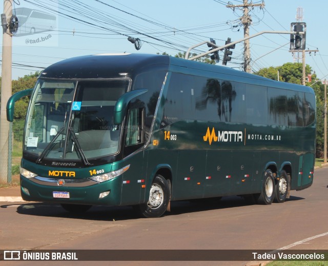 Viação Motta 14003 na cidade de Campo Grande, Mato Grosso do Sul, Brasil, por Tadeu Vasconcelos. ID da foto: 10169769.