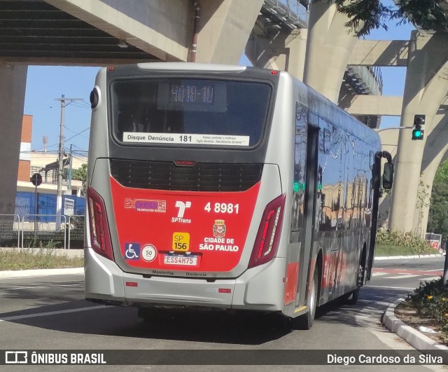 Express Transportes Urbanos Ltda 4 8981 na cidade de São Paulo, São Paulo, Brasil, por Diego Cardoso da Silva. ID da foto: 10172583.