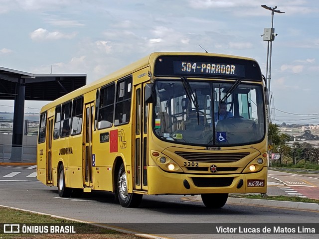 TCGL - Transportes Coletivos Grande Londrina 3302 na cidade de Londrina, Paraná, Brasil, por Victor Lucas de Matos Lima. Número da foto: #10177484.