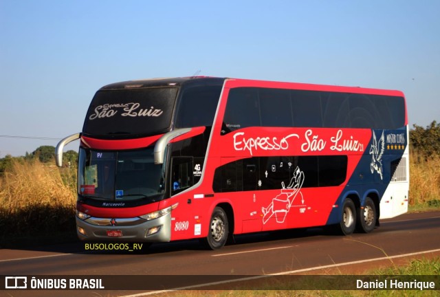 Expresso São Luiz 8080 na cidade de Rio Verde, Goiás, Brasil, por Daniel Henrique. ID da foto: 10176255.