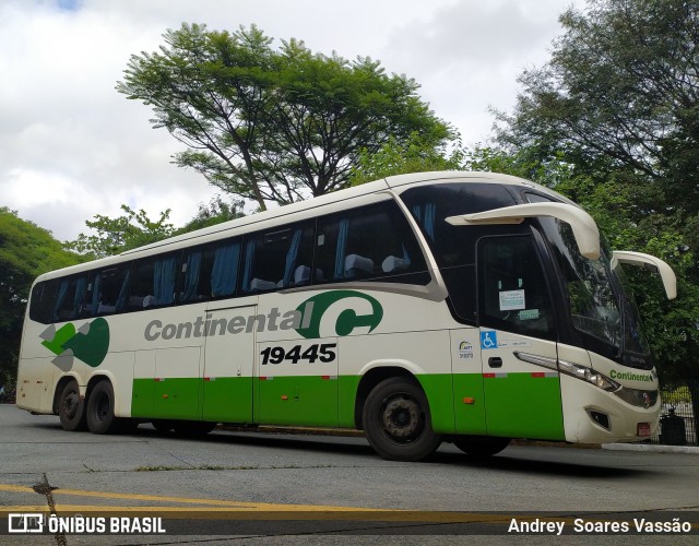 Viação Continental de Transportes 19445 na cidade de São Paulo, São Paulo, Brasil, por Andrey  Soares Vassão. ID da foto: 10176879.