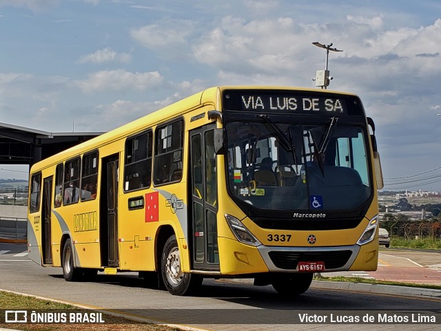 TCGL - Transportes Coletivos Grande Londrina 3337 na cidade de Londrina, Paraná, Brasil, por Victor Lucas de Matos Lima. Número da foto: #10177461.