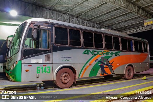 Empresa de Transportes Andorinha 6143 na cidade de Corumbá, Mato Grosso do Sul, Brasil, por Allyson  Cerqueira Alvares. ID da foto: 10185671.