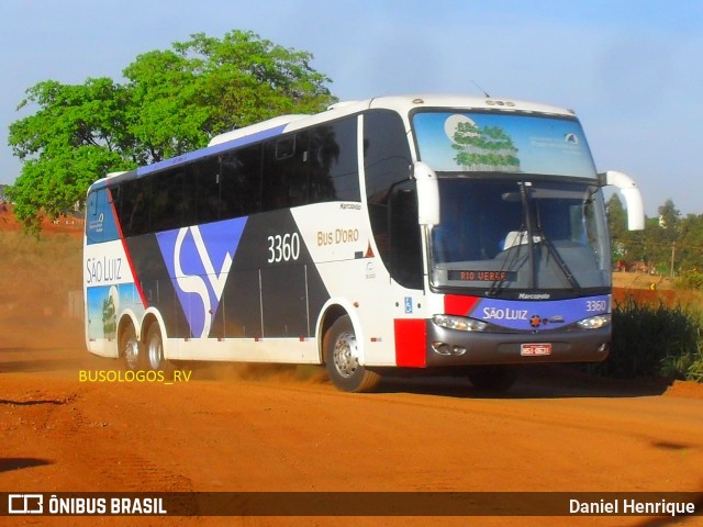 Viação São Luiz 3360 na cidade de Rio Verde, Goiás, Brasil, por Daniel Henrique. ID da foto: 10190335.