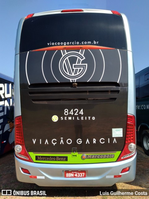 Viação Garcia 8424 na cidade de Presidente Prudente, São Paulo, Brasil, por Luis Guilherme Costa. Número da foto: #10191133.