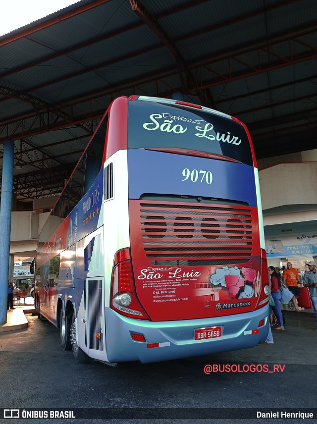 Expresso São Luiz 9070 na cidade de Rio Verde, Goiás, Brasil, por Daniel Henrique. Número da foto: #10200576.