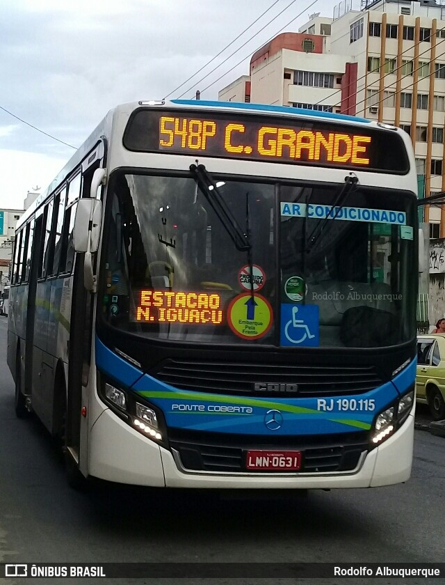 Viação Ponte Coberta RJ 190.115 na cidade de Nova Iguaçu, Rio de Janeiro, Brasil, por Rodolfo Albuquerque. Número da foto: #10200076.