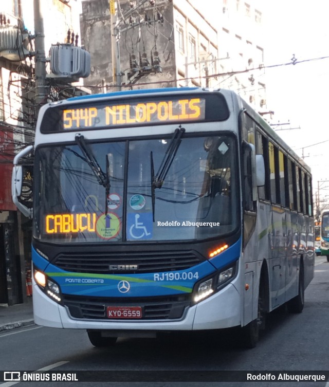 Viação Ponte Coberta RJ 190.004 na cidade de Nilópolis, Rio de Janeiro, Brasil, por Rodolfo Albuquerque. Número da foto: #10203196.