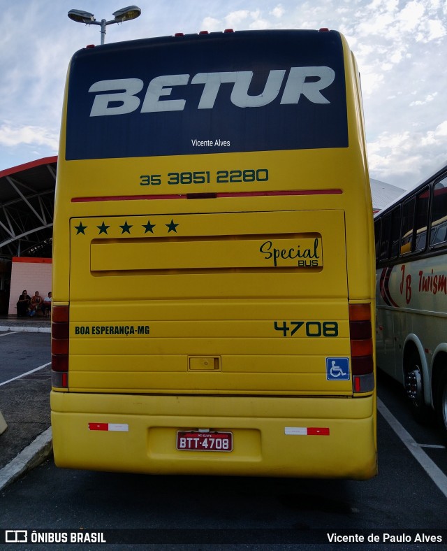 Betur - Boa Esperança Turismo 4708 na cidade de Aparecida, São Paulo, Brasil, por Vicente de Paulo Alves. Número da foto: #10202067.