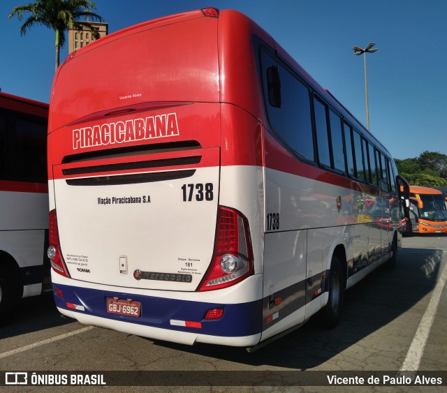 Viação Piracicabana 1738 na cidade de Aparecida, São Paulo, Brasil, por Vicente de Paulo Alves. ID da foto: 10210640.