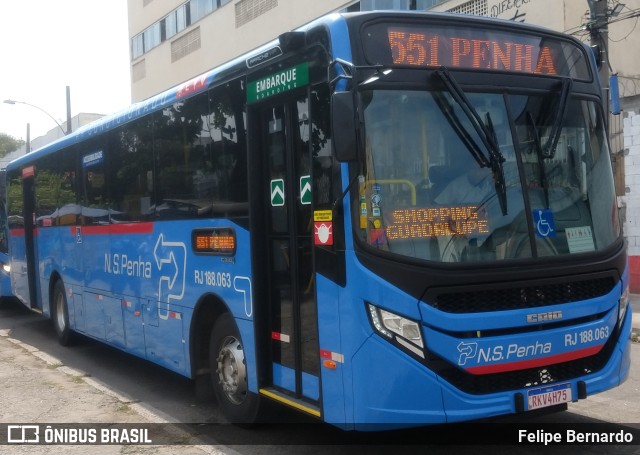 Viação Nossa Senhora da Penha RJ 188.063 na cidade de Rio de Janeiro, Rio de Janeiro, Brasil, por Felipe Bernardo. Número da foto: #10212036.