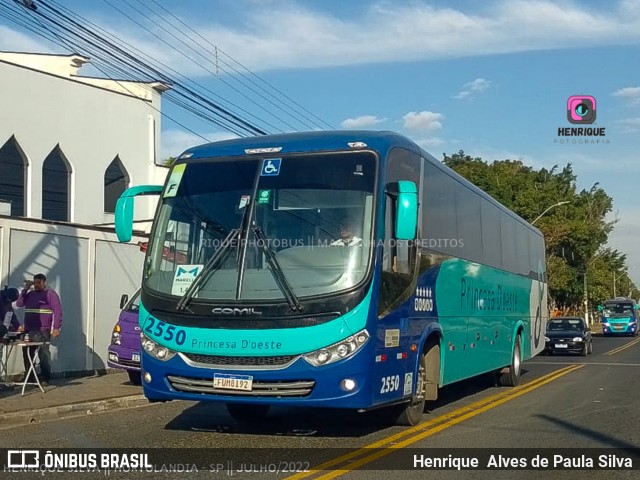 Princesa D'Oeste Fretamento e Turismo 2550 na cidade de Hortolândia, São Paulo, Brasil, por Henrique Alves de Paula Silva. Número da foto: #10210017.