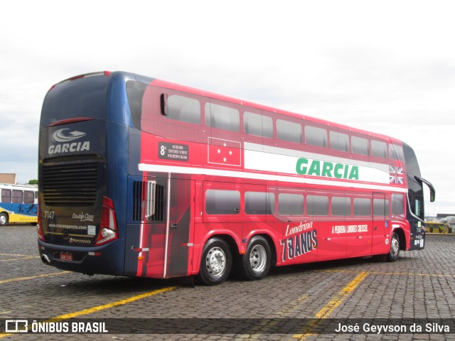 Viação Garcia 7147 na cidade de Londrina, Paraná, Brasil, por José Geyvson da Silva. ID da foto: 10211679.