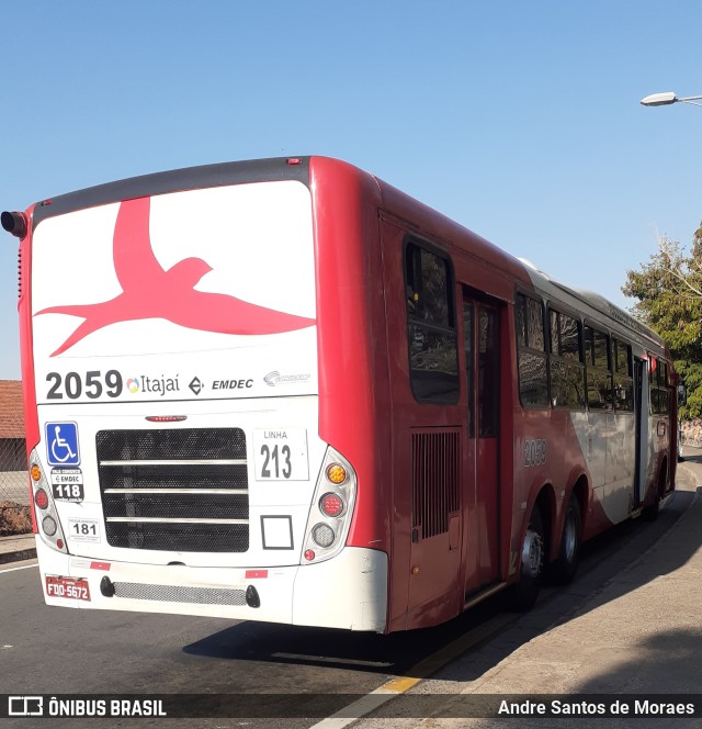 Itajaí Transportes Coletivos 2059 na cidade de Campinas, São Paulo, Brasil, por Andre Santos de Moraes. Número da foto: #10216326.