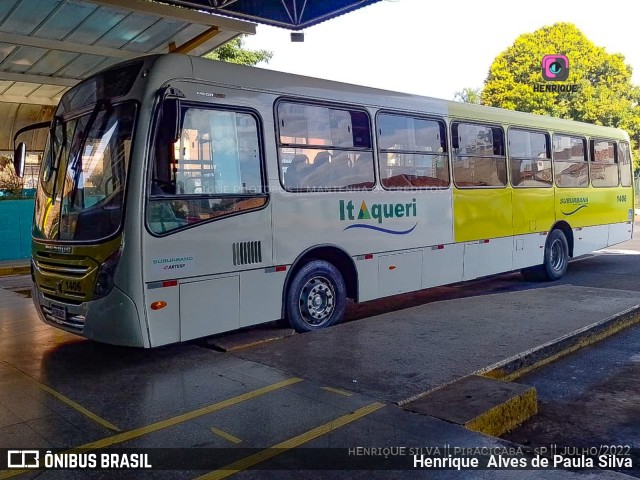 Viação Itaqueri 1406 na cidade de Piracicaba, São Paulo, Brasil, por Henrique Alves de Paula Silva. ID da foto: 10215655.