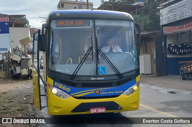 Viação Lírio dos Vales 11500 na cidade de Cariacica, Espírito Santo, Brasil, por Everton Costa Goltara. ID da foto: 10217219.