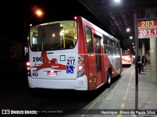 Itajaí Transportes Coletivos 2962 na cidade de Campinas, São Paulo, Brasil, por Henrique Alves de Paula Silva. ID da foto: 10220345.